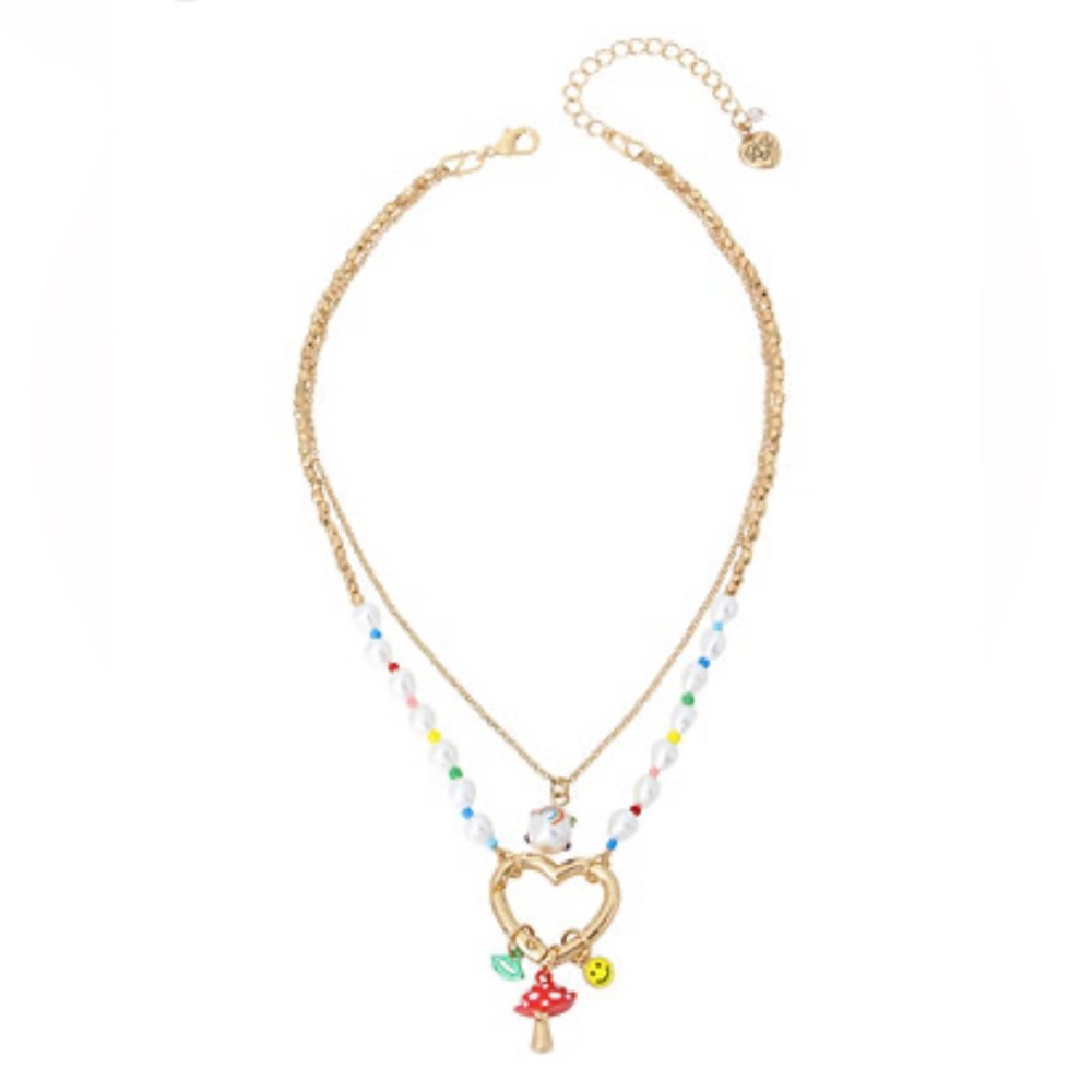 NWT Betsey Johnson Heart Charm Layered Necklace